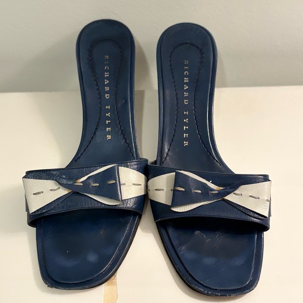 Richard Tyler Dark Blue and White Women's Sandals